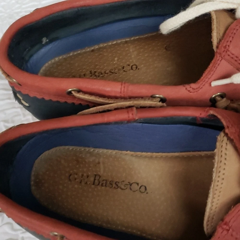 G.H. Bass & Co. Montauk Mens Charcoal/Rust/Tan Leather Boat Shoes, US 9.5 M
